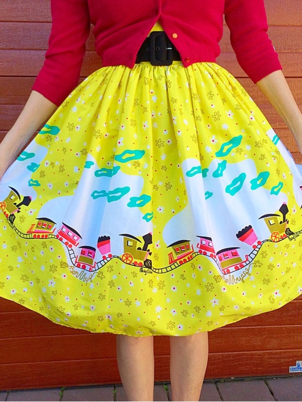 Mary Blain pinup couture train skirt Vintage-Style Circle Skirt - Picture 3 of 11
